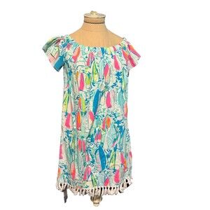 Lilly Pulitzer Fringed Colorful Off the Shoulder Dress Small